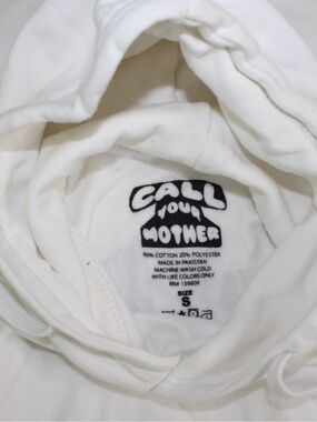 Men's White Crewneck Hoodie with Cactus Embroidery